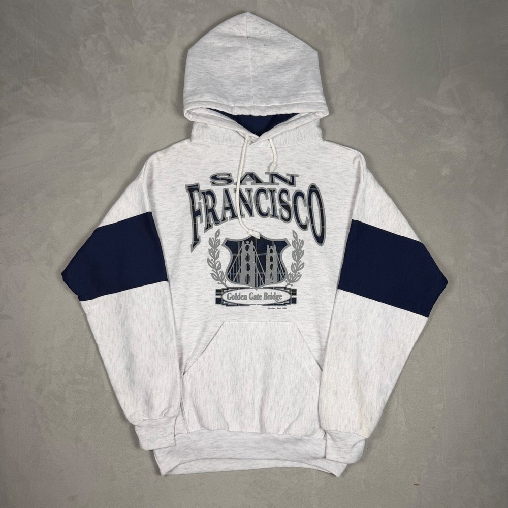 90s Mens T-Shirt Fever San Francisco Golden Gate Bridge Hoodie Gray M